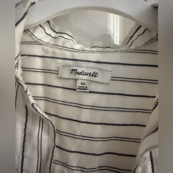 Madewell tie front striped button down top size XS - Picture 3 of 4